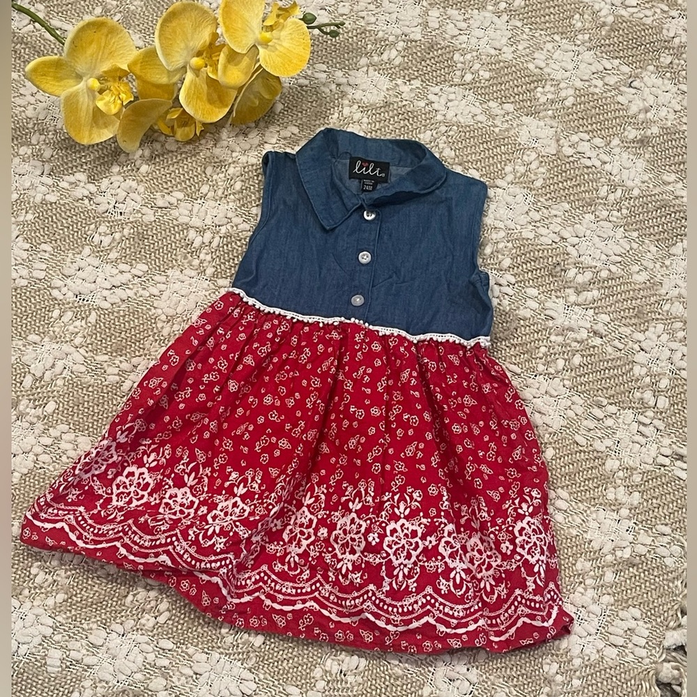 Lili Baby dress, western design and red flowers
Toddler Girl Size 24 Mon…